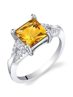 Sterling Silver Sweetheart Ring for Women in Various Gemstones, Princess Cut 7mm, Sizes 5 to 9