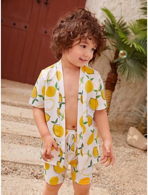 Shein Toddler Boy Lemon Print Beach Swimsuit