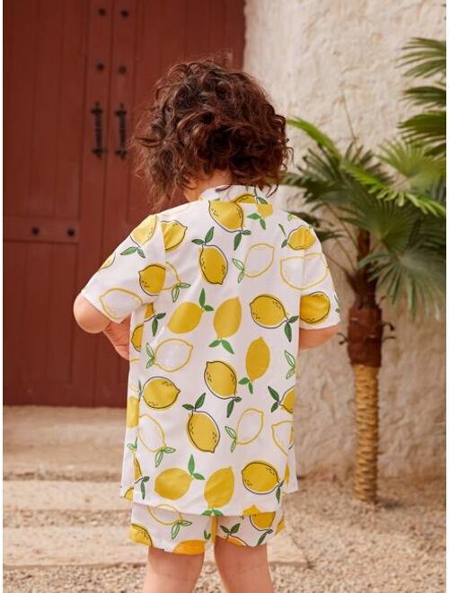 Shein Toddler Boy Lemon Print Beach Swimsuit