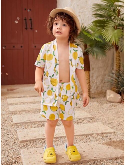 Shein Toddler Boy Lemon Print Beach Swimsuit