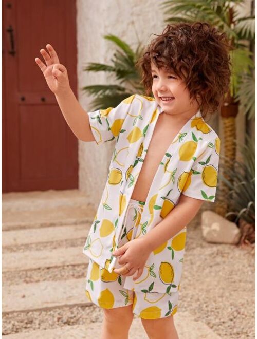 Shein Toddler Boy Lemon Print Beach Swimsuit