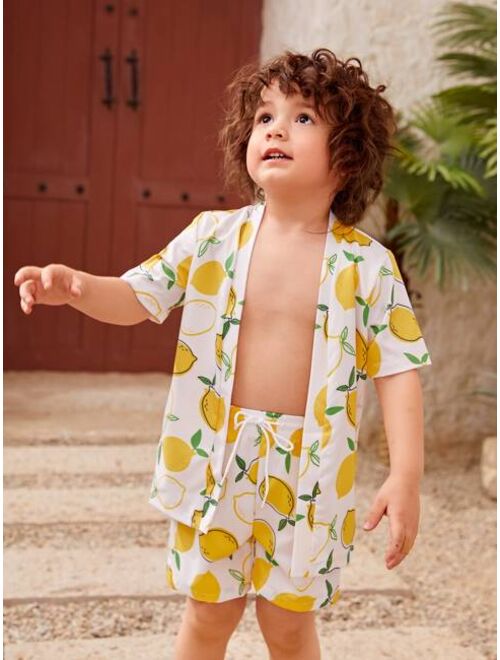 Shein Toddler Boy Lemon Print Beach Swimsuit