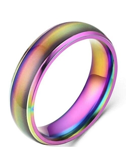 Jude Jewelers 4mm Stainless Steel Temperature Sensative Color Changing Wedding Band Mood Ring