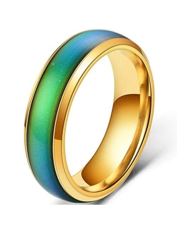 Jude Jewelers 4mm Stainless Steel Temperature Sensative Color Changing Wedding Band Mood Ring