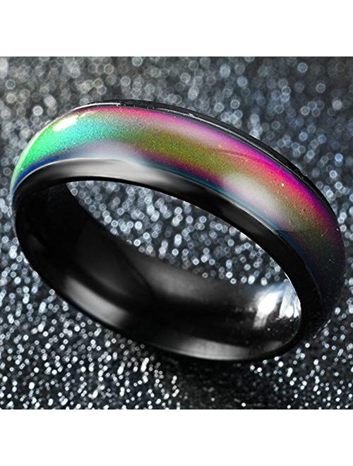 Jude Jewelers 4mm Stainless Steel Temperature Sensative Color Changing Wedding Band Mood Ring