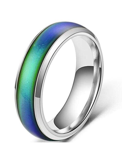 Jude Jewelers 4mm Stainless Steel Temperature Sensative Color Changing Wedding Band Mood Ring