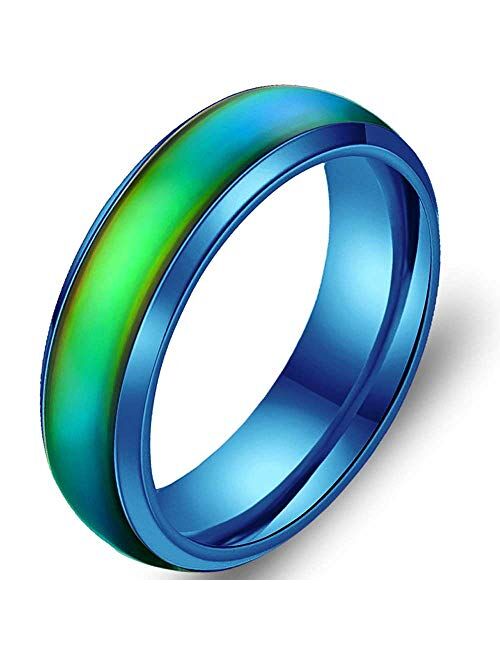 Jude Jewelers 4mm Stainless Steel Temperature Sensative Color Changing Wedding Band Mood Ring