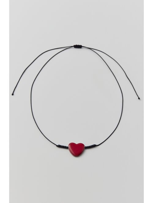 Ceramic Heart Corded Choker Necklace