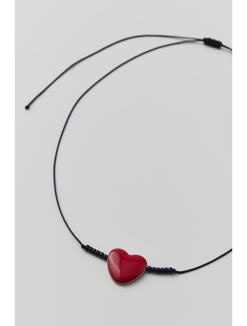 Ceramic Heart Corded Choker Necklace