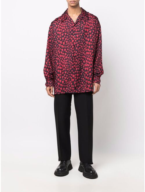 AMI Paris heart pattern button-up shirt