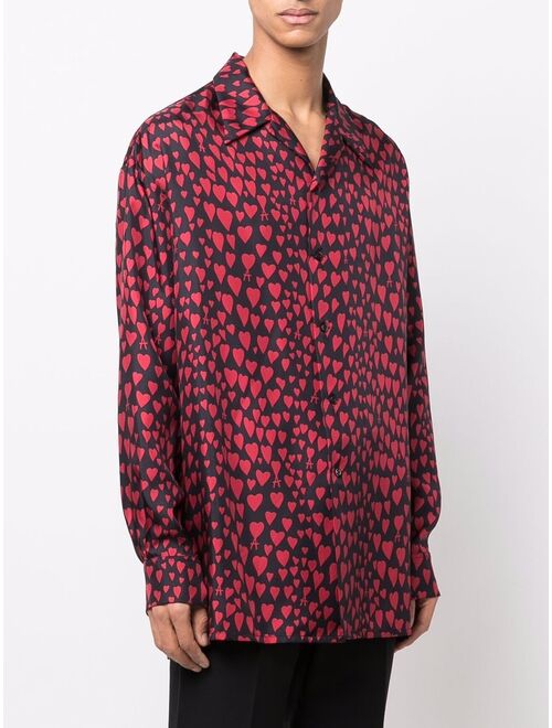 AMI Paris heart pattern button-up shirt