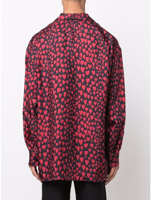 AMI Paris heart pattern button-up shirt