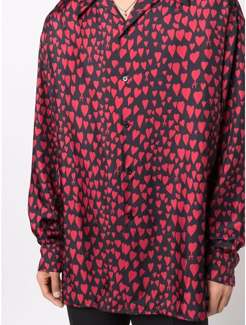 AMI Paris heart pattern button-up shirt