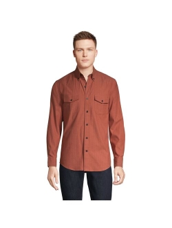 lands end Men's Lands' End Traditional-Fit Comfort-First Lightweight Plaid Flannel Button-Down Shirt