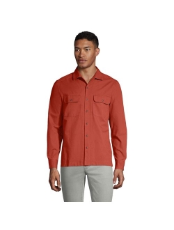 lands end Men's Lands' End Traditional-Fit Textured Camp-Collar Button-Down Shirt