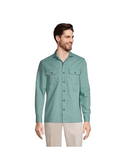 lands end Men's Lands' End Traditional-Fit Textured Camp-Collar Button-Down Shirt