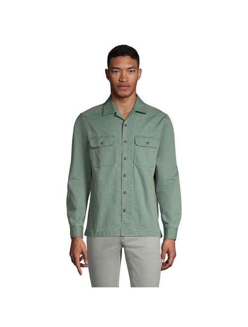 lands end Men's Lands' End Traditional-Fit Textured Camp-Collar Button-Down Shirt