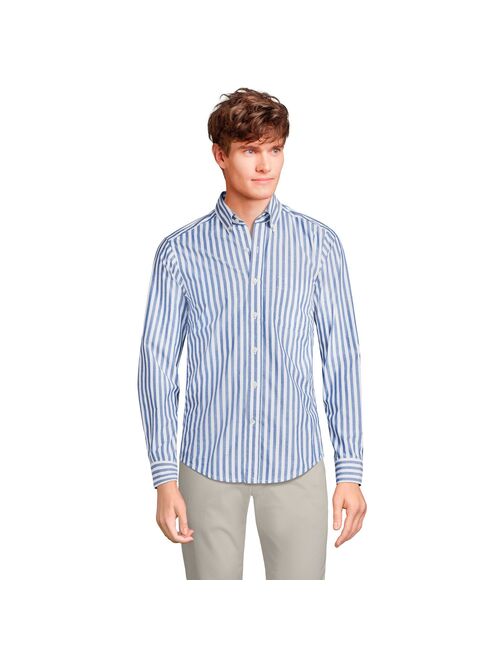 lands end Men's Lands' End Tailored-Fit Essential Lightweight Poplin Shirt