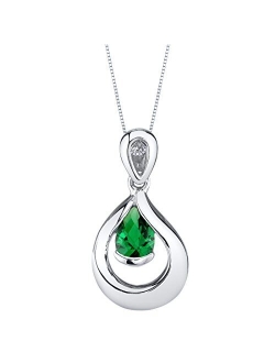 925 Sterling Silver Raindrop Solitaire Pendant Necklace for Women in Various Gemstones, Teardrop Pear Shape 7x5mm, with 18 inch Chain