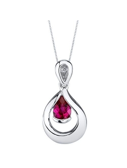 925 Sterling Silver Raindrop Solitaire Pendant Necklace for Women in Various Gemstones, Teardrop Pear Shape 7x5mm, with 18 inch Chain