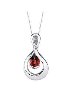 925 Sterling Silver Raindrop Solitaire Pendant Necklace for Women in Various Gemstones, Teardrop Pear Shape 7x5mm, with 18 inch Chain