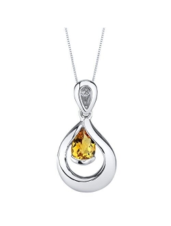 925 Sterling Silver Raindrop Solitaire Pendant Necklace for Women in Various Gemstones, Teardrop Pear Shape 7x5mm, with 18 inch Chain