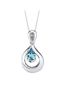 925 Sterling Silver Raindrop Solitaire Pendant Necklace for Women in Various Gemstones, Teardrop Pear Shape 7x5mm, with 18 inch Chain