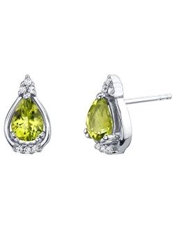 925 Sterling Silver Solitaire Empress Stud Earrings for Women in Various Gemstones, Hypoallergenic Teardrop Pear Shape 7x5mm, Friction Backs