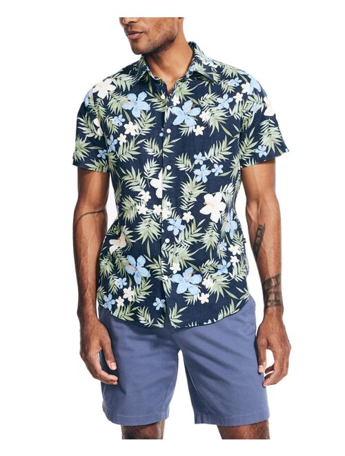 NAUTICA Men's Floral Print Short-Sleeve Button-Up Shirt