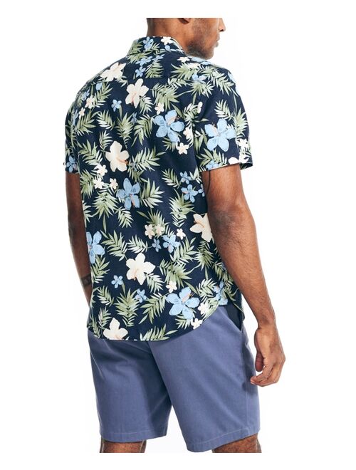 NAUTICA Men's Floral Print Short-Sleeve Button-Up Shirt