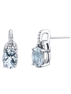 925 Sterling Silver Pirouette Post Earrings for Women in Various Gemstones, 8x6mm Oval Cut