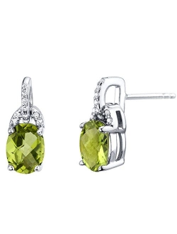 925 Sterling Silver Pirouette Post Earrings for Women in Various Gemstones, 8x6mm Oval Cut