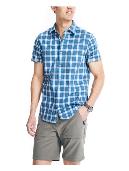 NAUTICA Men's Navtech Performance Stretch Short Sleeve Plaid Shirt