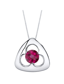 925 Sterling Silver Trinity Knot Pendant Necklace for Women in Various Gemstones, Round Shape 6mm, with 18 inch Italian Chain