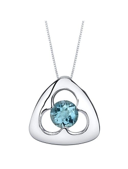 925 Sterling Silver Trinity Knot Pendant Necklace for Women in Various Gemstones, Round Shape 6mm, with 18 inch Italian Chain