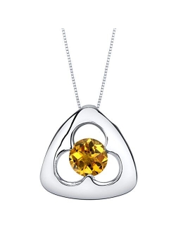 925 Sterling Silver Trinity Knot Pendant Necklace for Women in Various Gemstones, Round Shape 6mm, with 18 inch Italian Chain