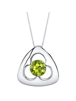 925 Sterling Silver Trinity Knot Pendant Necklace for Women in Various Gemstones, Round Shape 6mm, with 18 inch Italian Chain