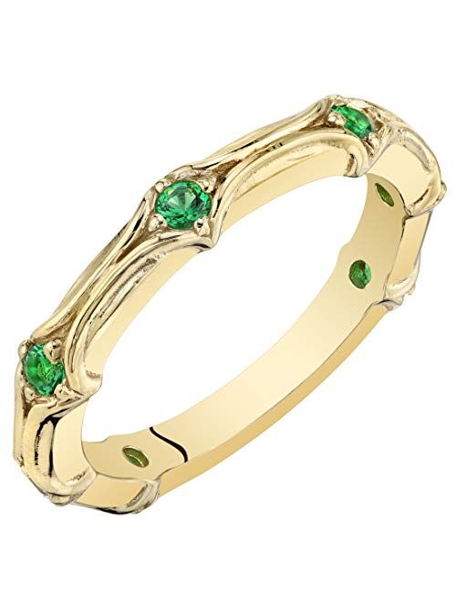 Peora 925 Sterling Silver Stackable Ring in Various Gemstones, 2.30mm width Contoured Bridal Wedding Anniversary Band for Women, Size 5 to 9