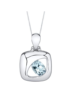 Sterling Silver Sculpted Pendant Necklace for Women, Various Gemstones, Oval Shape, 7x5mm, with 18 inch Chain