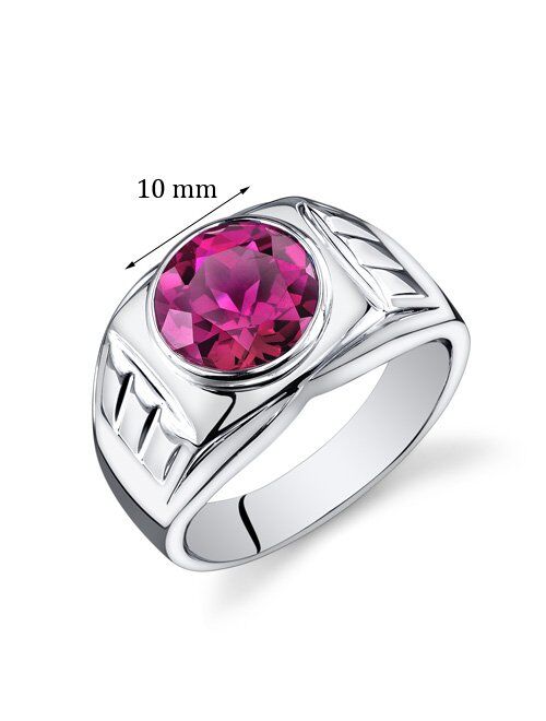 Peora Mens 5.50 Carats Created Ruby Ring Sterling Silver Sizes 8 To 13