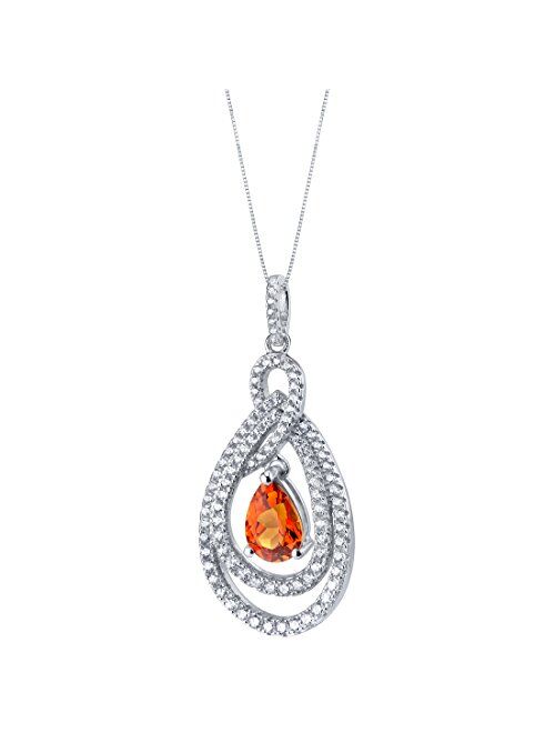 Peora 925 Sterling Silver Teardrop Glamour Halo Pendant Necklace for Women in Various Gemstones, Pear Shape 10x7mm, with 18 inch Italian Chain