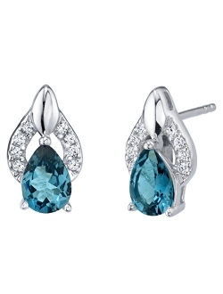 925 Sterling Silver Finesse Stud Earrings for Women, Various Gemstones, Pear Shape 7x5mm, Friction Backs