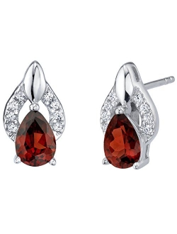 925 Sterling Silver Finesse Stud Earrings for Women, Various Gemstones, Pear Shape 7x5mm, Friction Backs