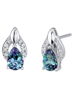 925 Sterling Silver Finesse Stud Earrings for Women, Various Gemstones, Pear Shape 7x5mm, Friction Backs