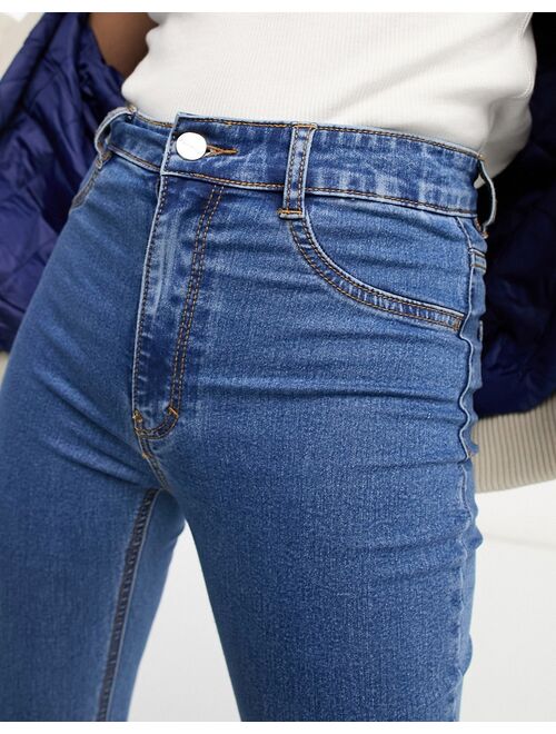 Pull&bear Petite high waisted skinny jeans in mid blue