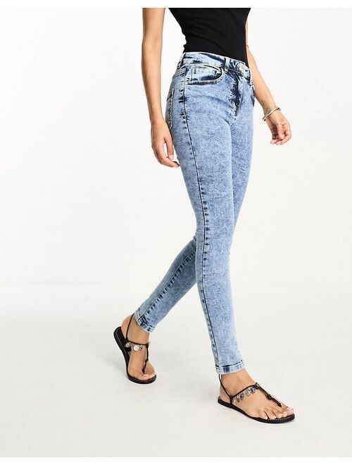 Parisian Petite skinny jeans in blue acid wash