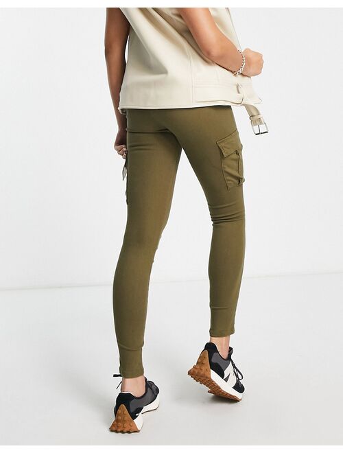 Parisian Tall cargo skinny jeans in khaki