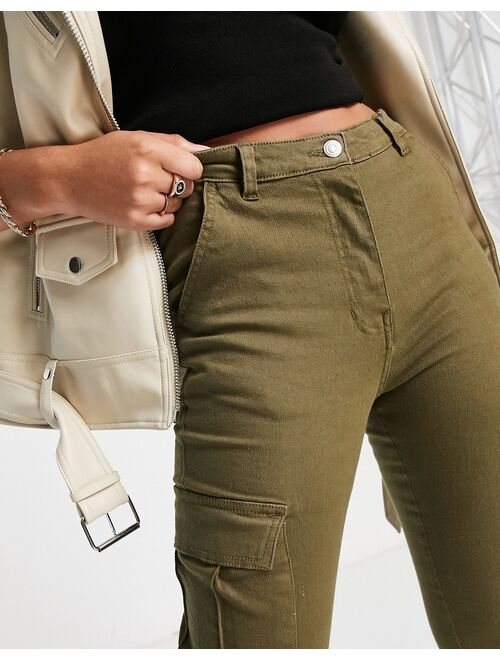 Parisian Tall cargo skinny jeans in khaki