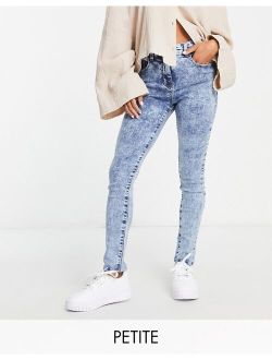 Parisian Petite skinny jeans in blue acid wash