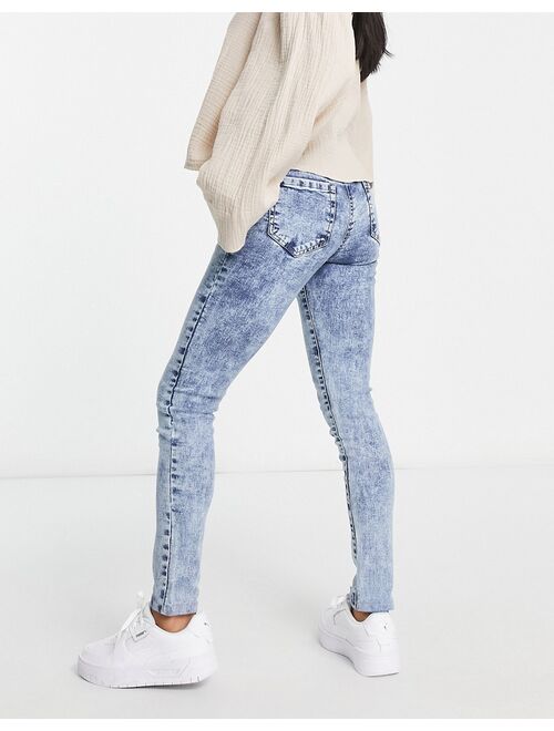 Parisian Petite skinny jeans in blue acid wash